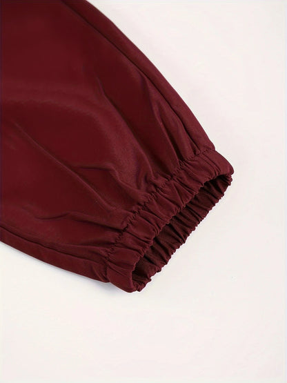 Long Sleeve Shirt Solid Drawstring Pants Two-piece Set