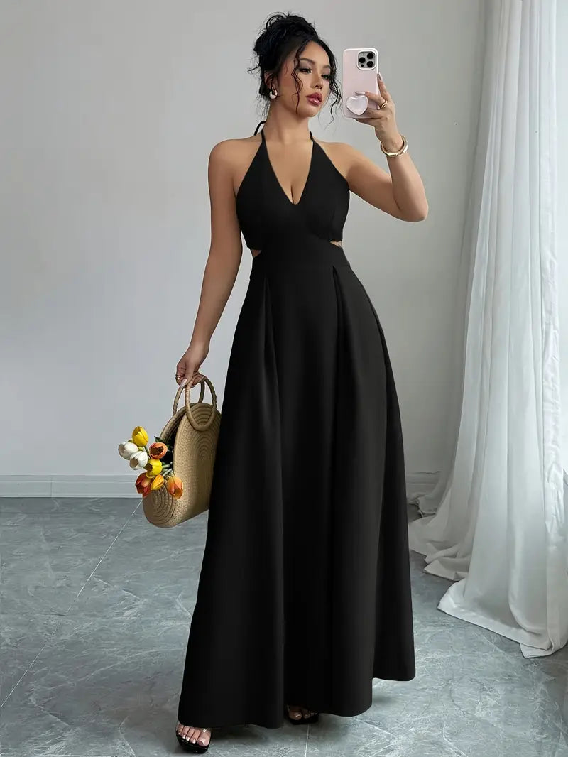 Backless V-Neck A-Line Dress