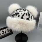 Vintage Leopard Mongolian Fur Hat