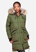Fuzzy Trim Hooded Padded Coat