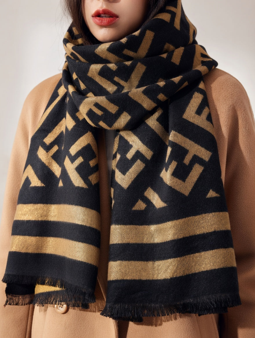 Stripes Fringe Wool Scarf