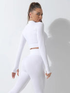 Zipper Half Placket Rib-knit Set