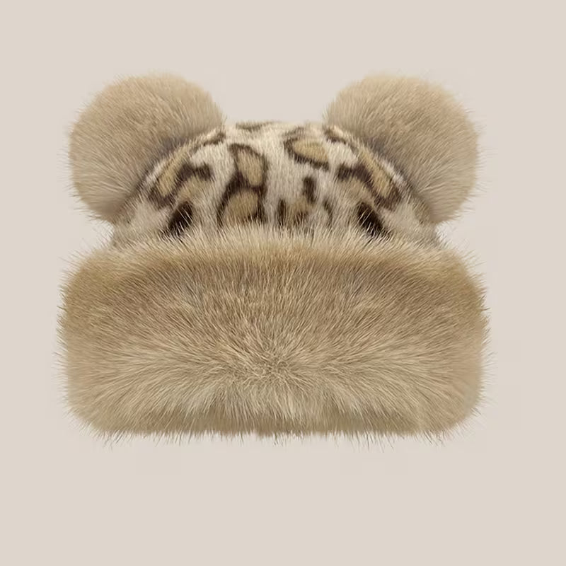 Vintage Leopard Mongolian Fur Hat