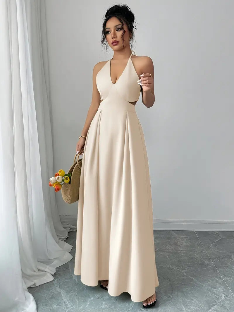 Backless V-Neck A-Line Dress