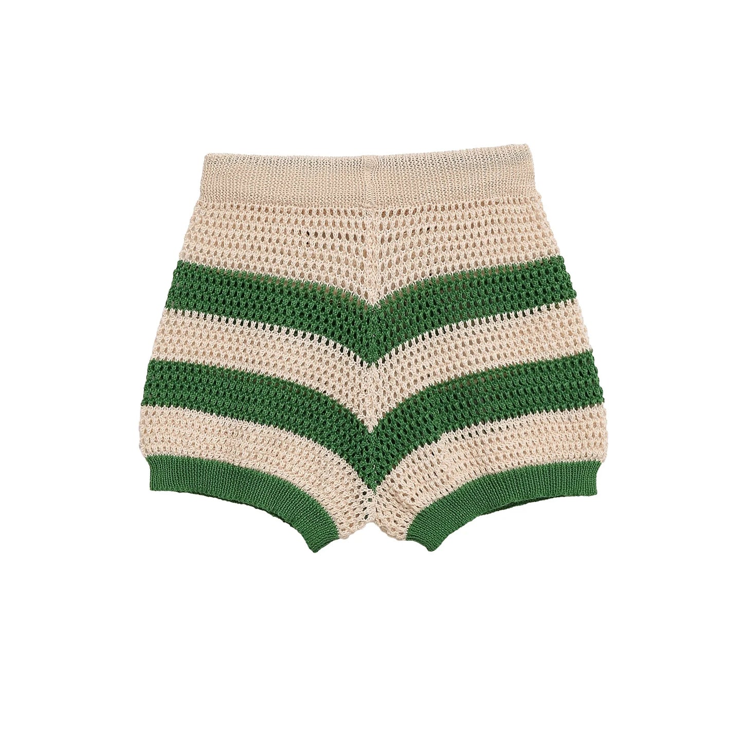 Striped Knit Cardigan Shirt and Knit Shorts Set