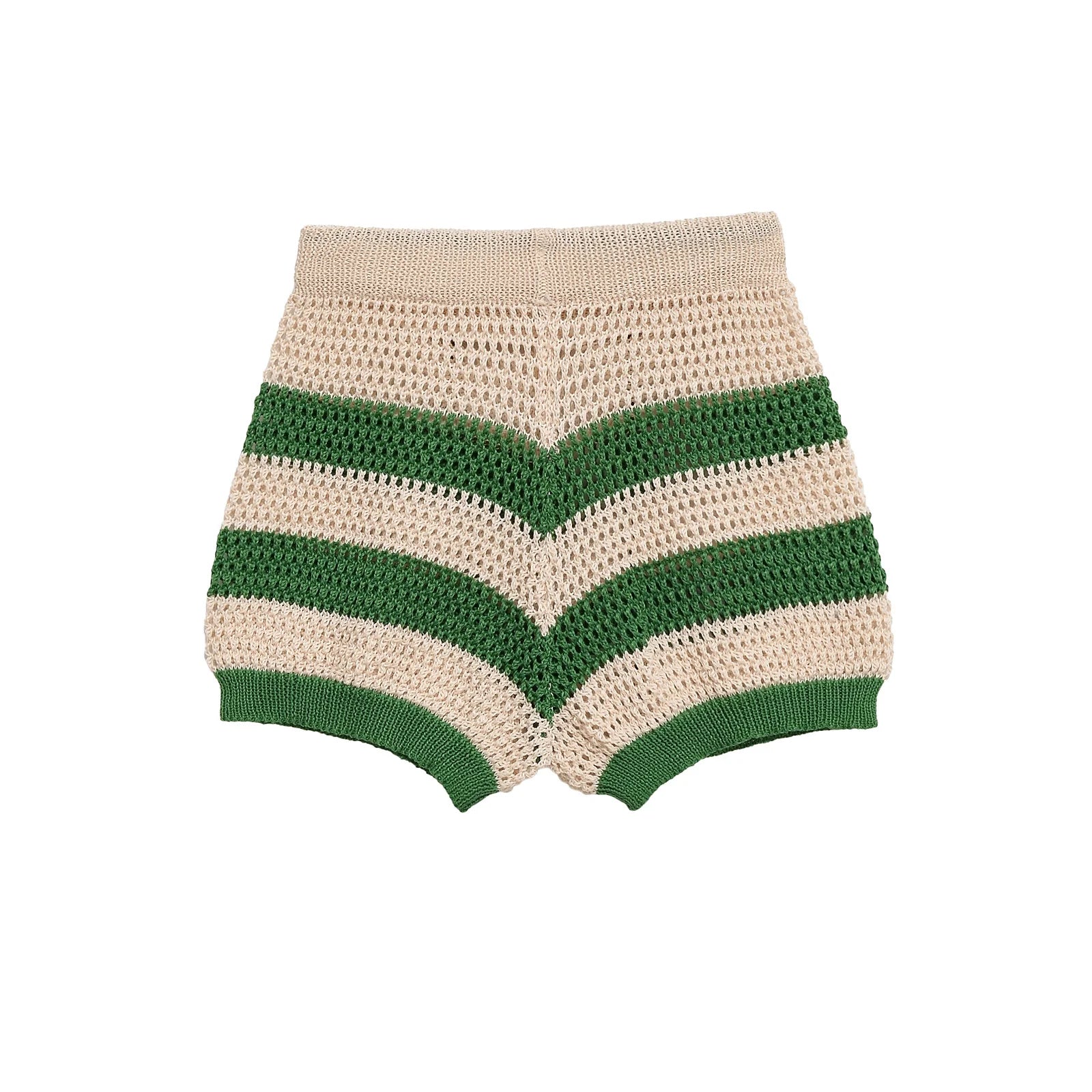 Striped Knit Cardigan Shirt and Knit Shorts Set