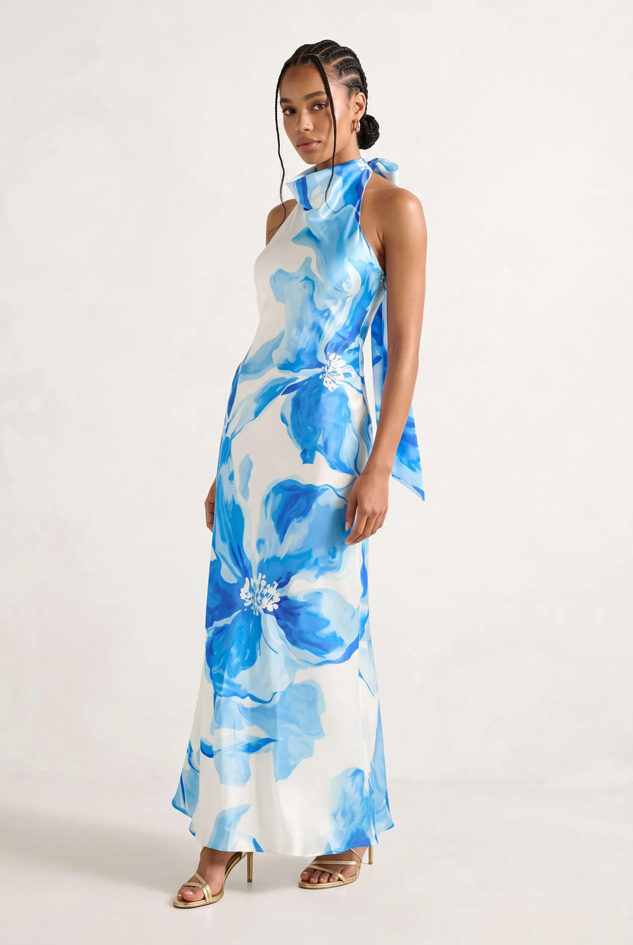 The Ocean Water-Lily High-Neck Maxi Dress