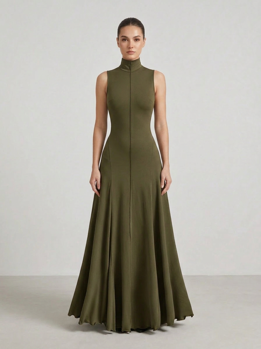 Turtleneck Sleeveless Dress