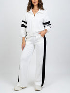 Street Stand-Up Collar Jacket and Straight Wide-Leg Trousers Two-Piece Set