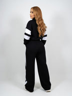 Street Stand-Up Collar Jacket and Straight Wide-Leg Trousers Two-Piece Set